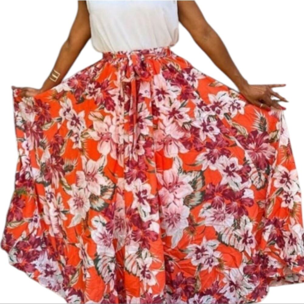 Truly 4 you Gorgeous flowy tropical floral maxi skirt plus size 2X